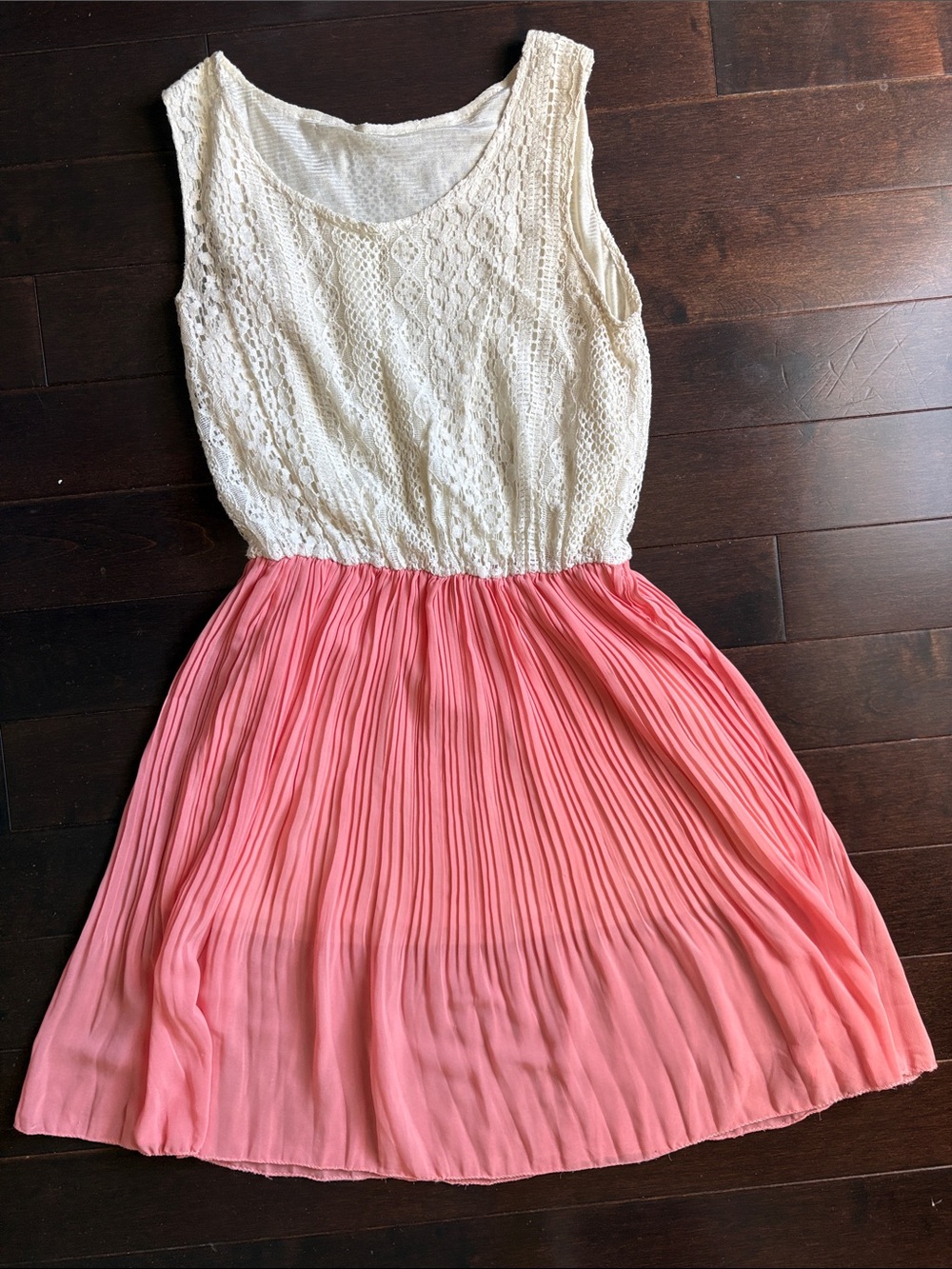 Pink Pleated Skirt Dress with White Top